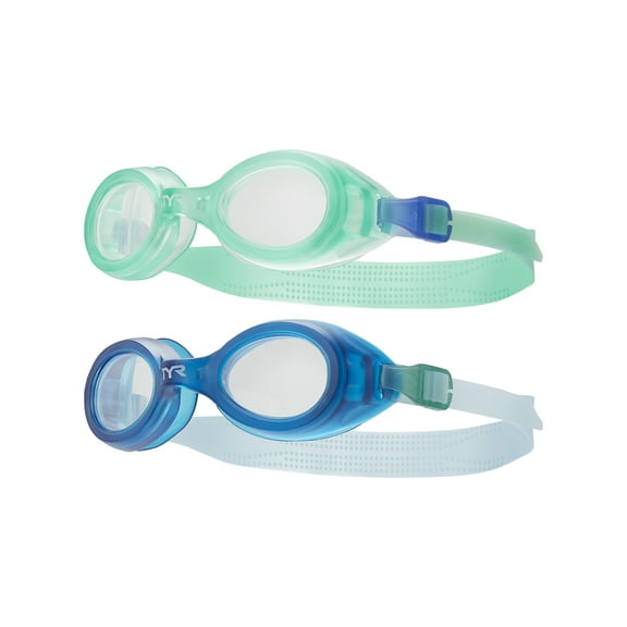 TYR Youth Fit Aqua Blaze Non-Mirrored Swim Goggles - 2 Pack Assorted