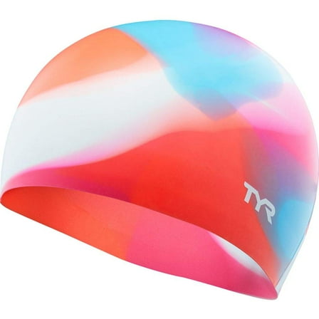 TYR Youth Fit Silicone Multicolor Swim Cap - Pink/Blue