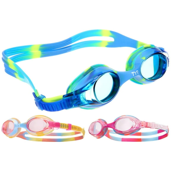 TYR Youth Fit Swimple Non-Mirrored Swim Goggle, Multicolor Tie Dye, Multipack, 3 Pack