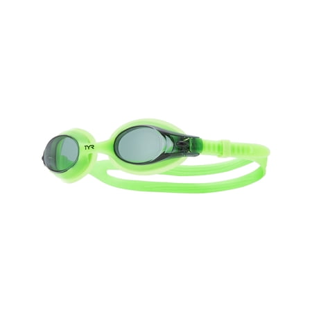 TYR Swimple Kids' Swim Goggles – Youth Goggles with Anti-Fog, UV Protection, Adjustable Fit, Smoke/Fluorescent Green