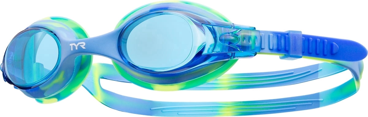 TYR Swimple Kids' Swim Goggles – Youth Goggles with Anti-Fog, UV Protection, Adjustable Fit, Blue/Green