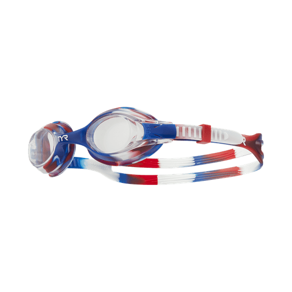TYR Kids Swim Goggles Swimple Tie Dye,Unisex Swimming Goggles for Boys and Girls, Ages 3-10, Anti Fog, UV Protection, Comfortable Fit, Adjustable Strap, Red/Navy, One size