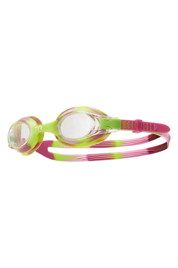 Kids Swim Goggles Swimple Tie Dye,Unisex Swimming Goggles for Boys and Girls, Ages 3-10, Anti Fog, UV Protection, Comfortable Fit, Adjustable Strap, Rasp/Green, One Sizeen