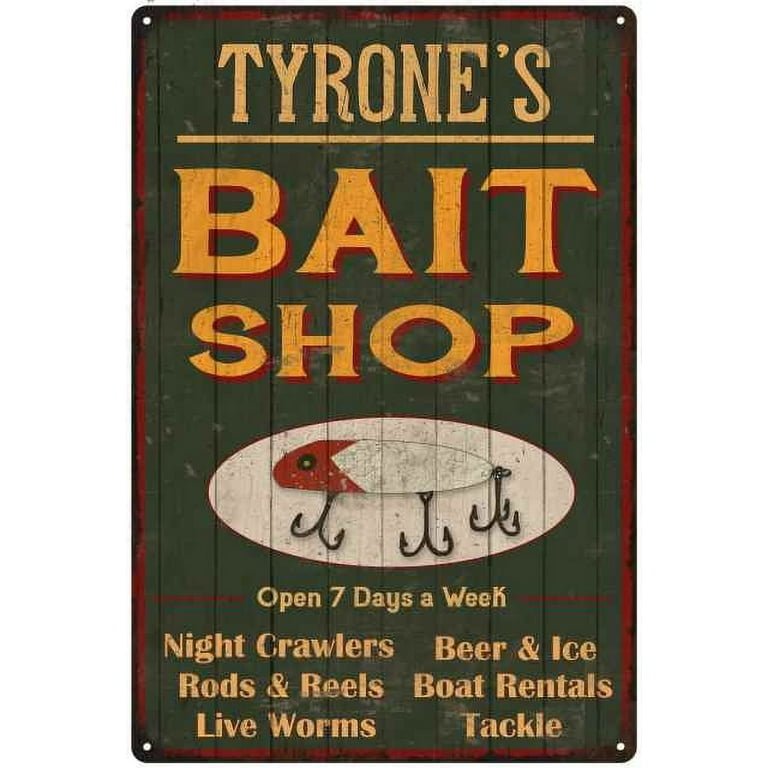 TYRONE'S Green Bait Shop Man Cave 16 x 24 Matte Finish Metal