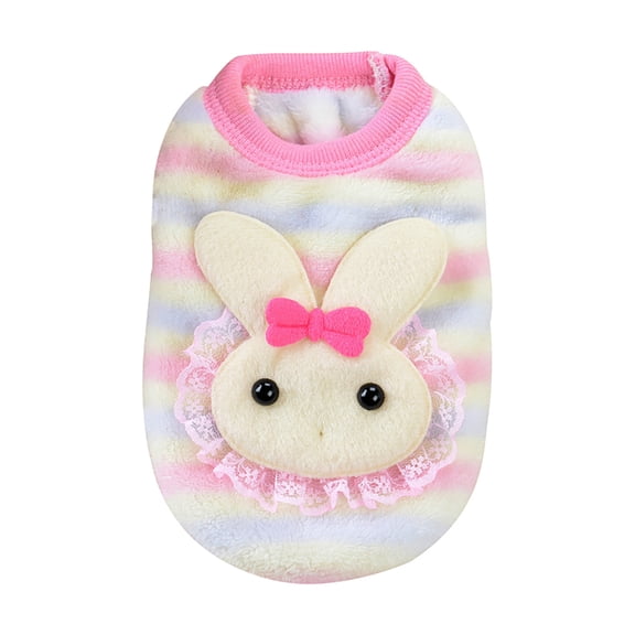 TYShandao Pet Clothes, Autumn and Winter Dog Clothes, Striped Loungewear, Sweater with Lace, Rabbit
