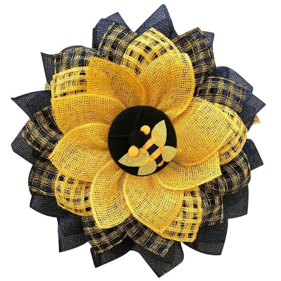TYShandao Simulated Bee and Sunflower Wreath, Artificial Flower Pendant, Wedding Wreath Decoration