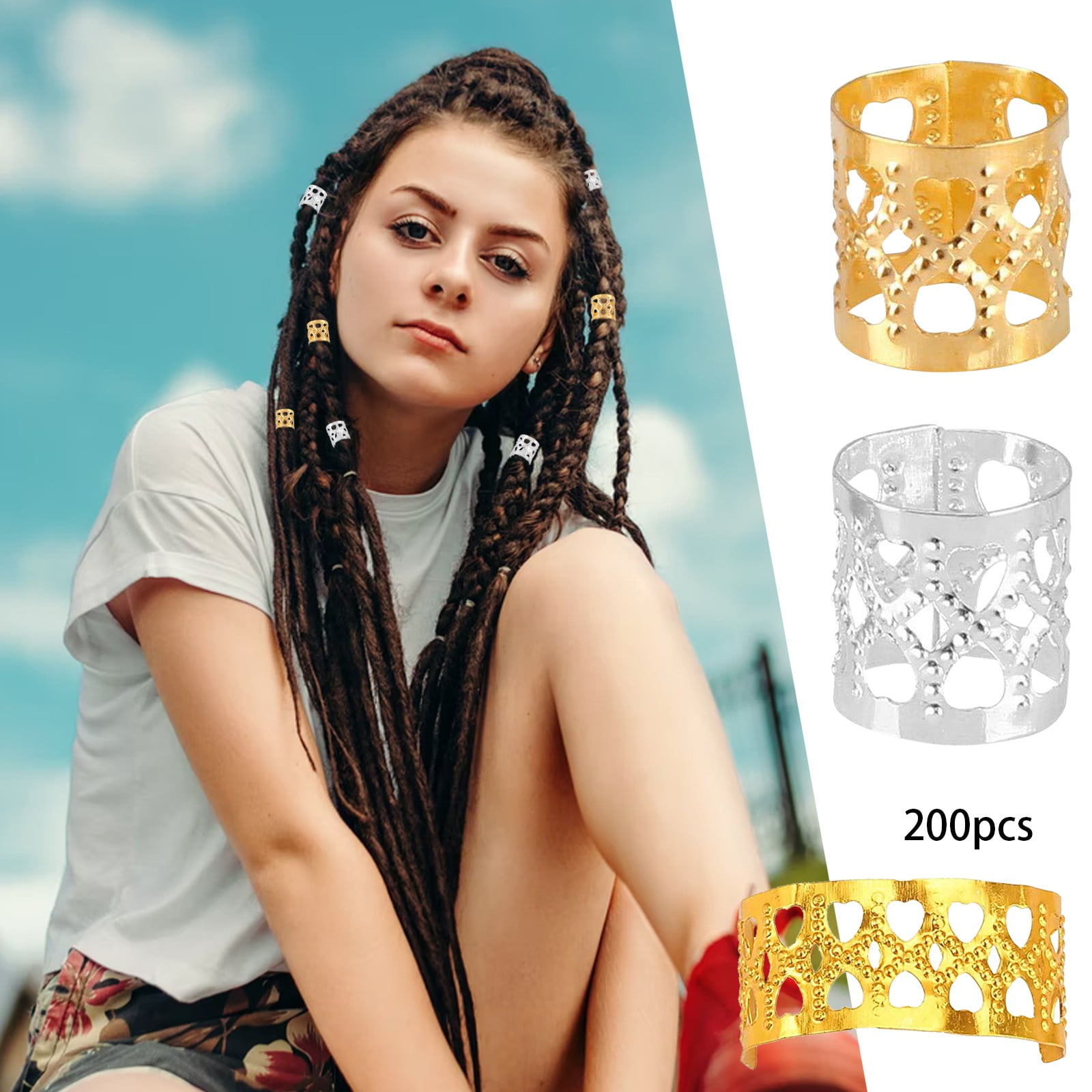 Hair Clips 14pcs Multi-Color Natural Stone Dreadlock Jewelry for Women 12 Pcs Colored Natural Stone Pendant Loc Hair Jewelry for  main image 2