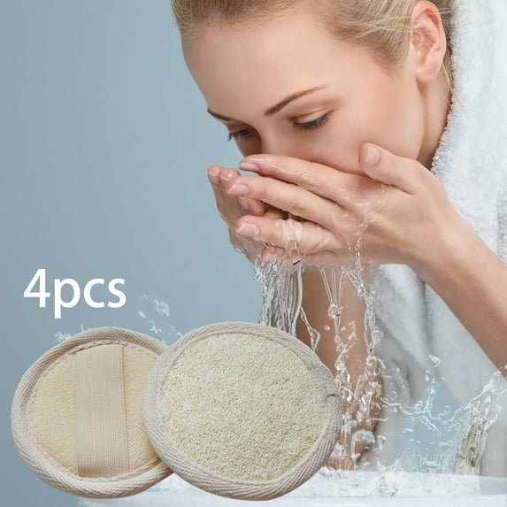 TYTSPEASY 4 PCS Face Exfoliating Loofah Pad Scrubber Manual Facial Cleansing Brush Natural Loofa Sponge Pads Massage For Face Body Chin Hair Face Roller Massager Tool Blackhead Remover Tool Top