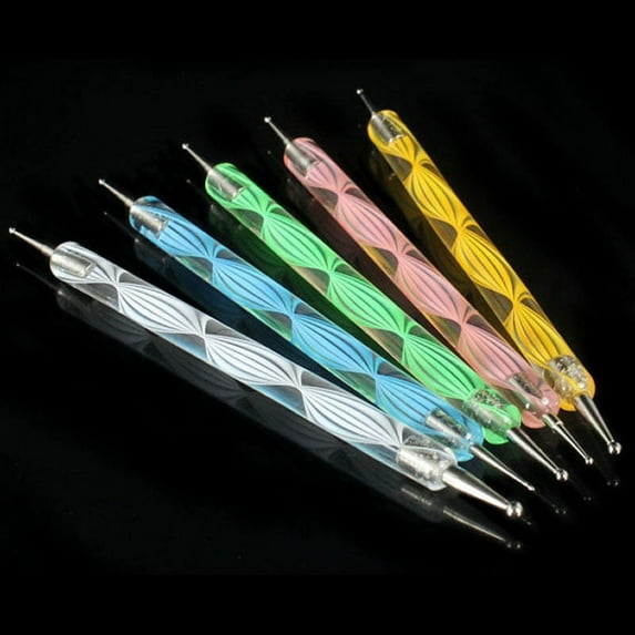 TYTSPEASY 5PCS Coloured Double Ended Dotting/Marbleizing Tools White Nail Pencil White Nail Pencil Under Nail Nail Whitener White Pencil For Under Nails Nail Pencil Whitener Under Nail Nail Concealer