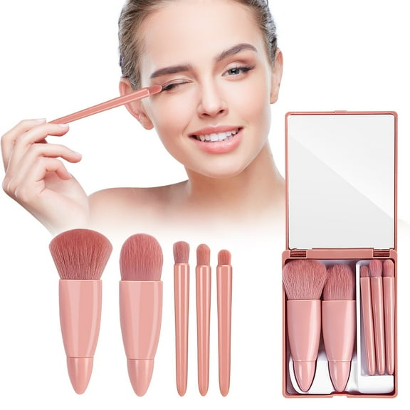 TYTSPEASY Easy-taken Travel Makeup Brush Set,5pcs Mini Complete Function Cosmetic Brushes Kit With Makeup Brushes With Holder Pro Conceal Beauty Supplies Natural Lashes Travel Makeup Brushed