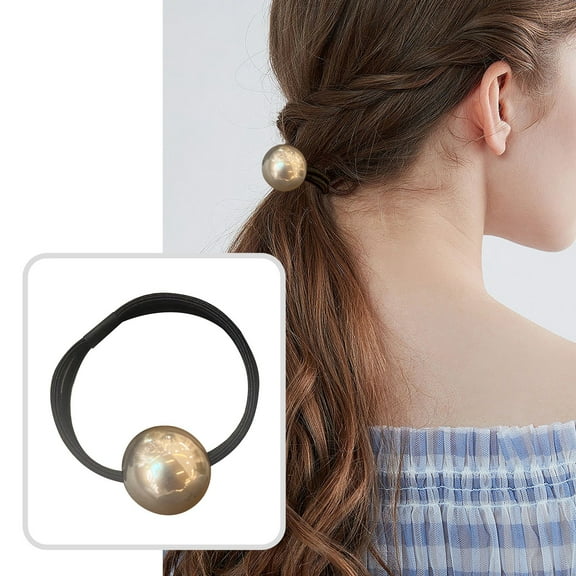 TYTSPEASY Korean Version Of The Big Pearl Black Hair Rope Tied With Ponytail Rubber Band Headdress High End Feeling Tie Ponytail Enhancer Blue Bow Small Hairties Wig Holder Kids Hair Scrunchies