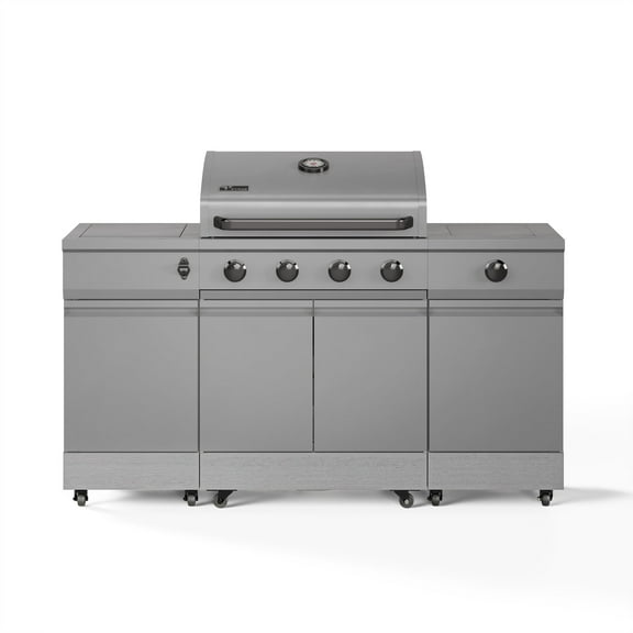TYTUS Fresno 4-Burner Gunmetal Gray Gas Grill with Side Burner in Carbon Wood
