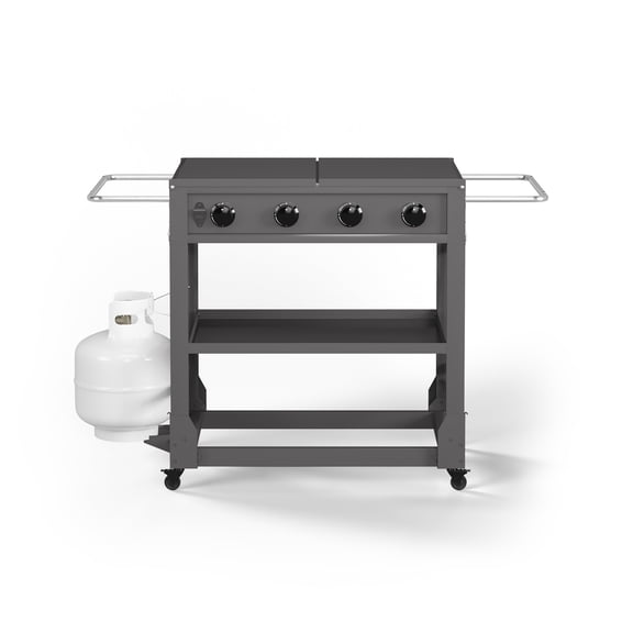 TYTUS Fresno 4-Burner Flat Top Griddle in Gunmetal with Tool Set & Cover