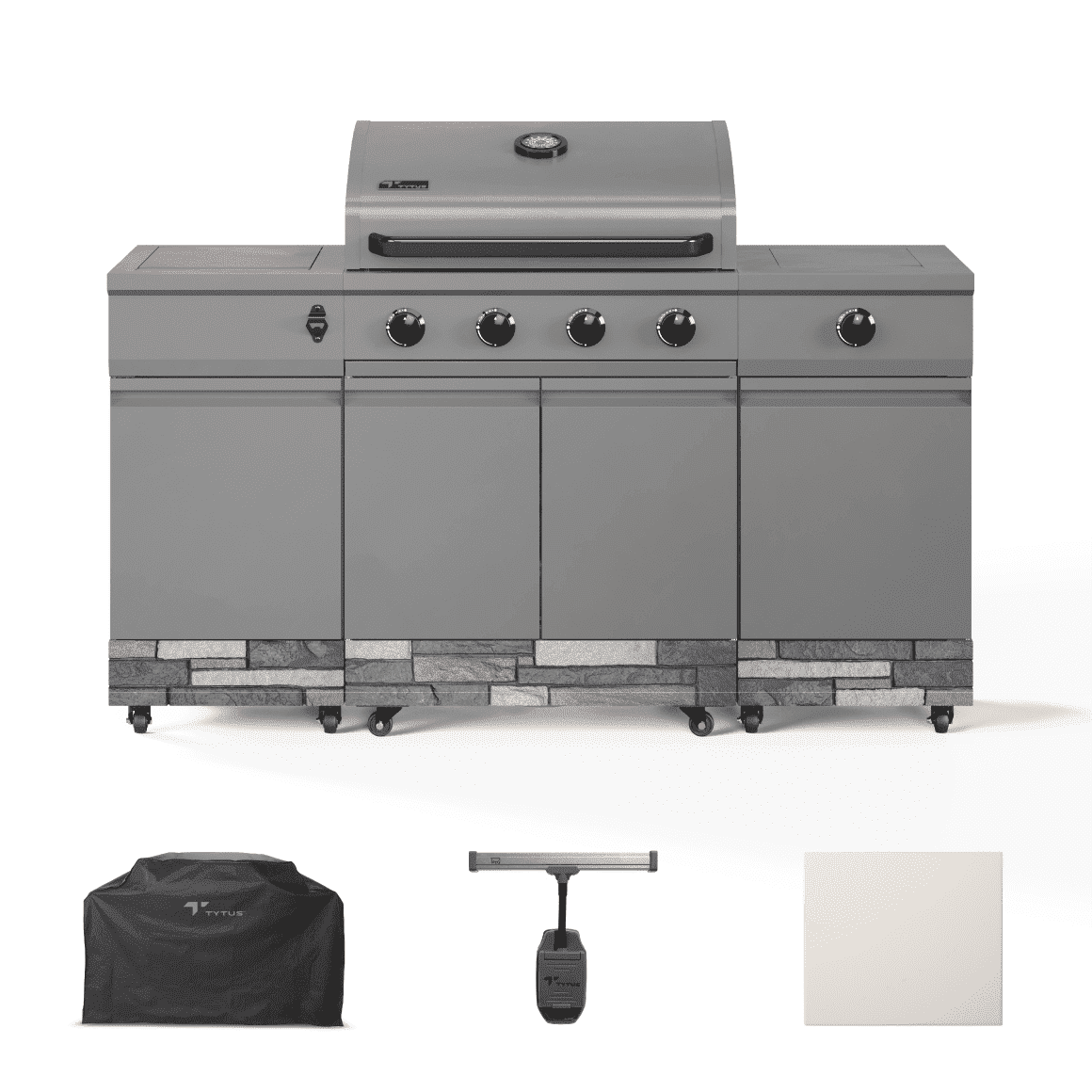 Walmart Black Friday Deals 2025 - TYTUS Fresno 4-Burner Gas Grill with Side Burner and Kit with Cover, Light and Pizza Stone