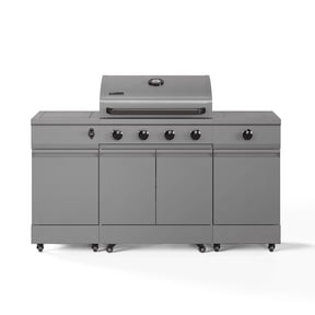 TYTUS Fresno 4-Burner Gunmetal Gray Gas Grill with Side Burner, Piezo Ignition, Ice Bucket