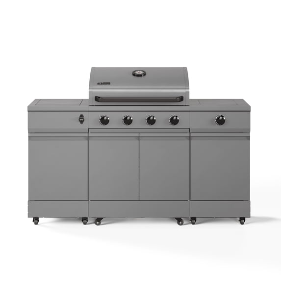 TYTUS Fresno 4-Burner Gunmetal Gray Gas Grill with Side Burner, Piezo Ignition, Ice Bucket