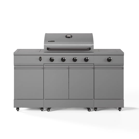 TYTUS Fresno 4-Burner Gunmetal Gray Gas Grill with Side Burner, Piezo Ignition, Ice Bucket