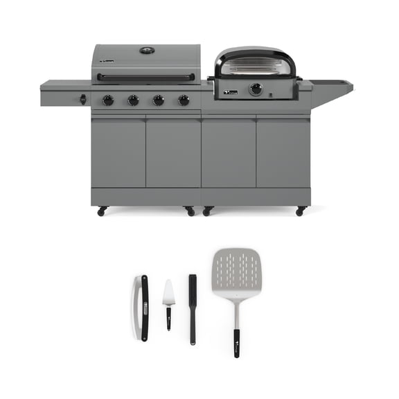TYTUS Modular Duo with 4-Burner Gas Grill and Gas Pizza Oven with Pizza Tool Set