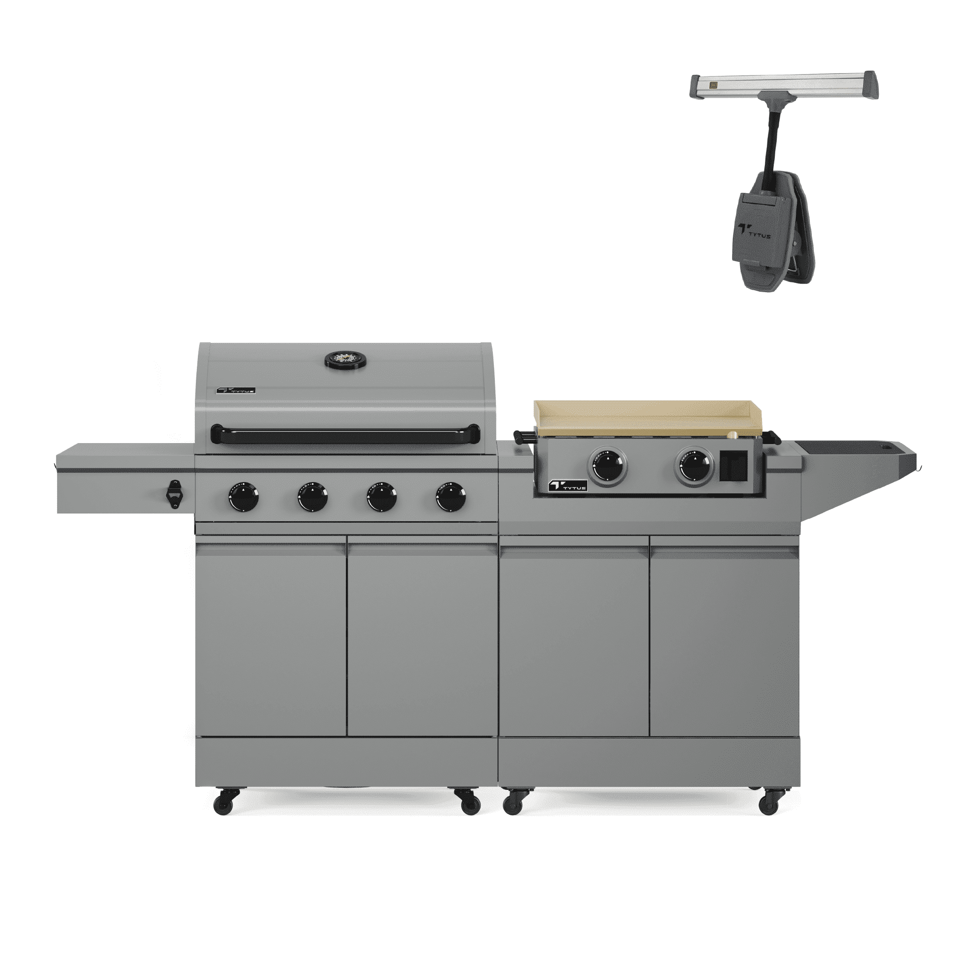 TYTUS Modular Grilling Collection 4-Burner Gas Grill, Gas Griddle with Cart, and Grill Light