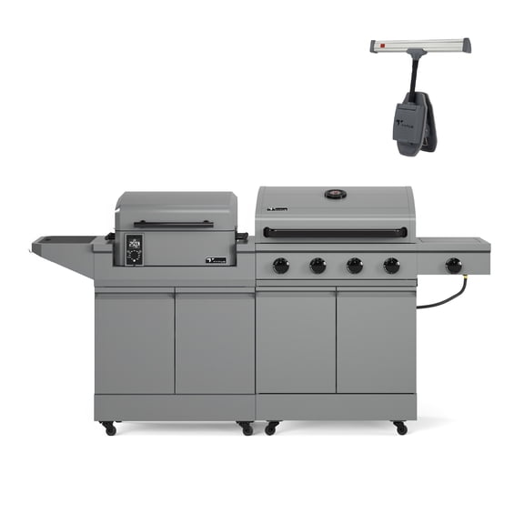 TYTUS Modular Grilling Collection 4-Burner Gas Grill, Pellet Smoker with Cart, and Grill Light