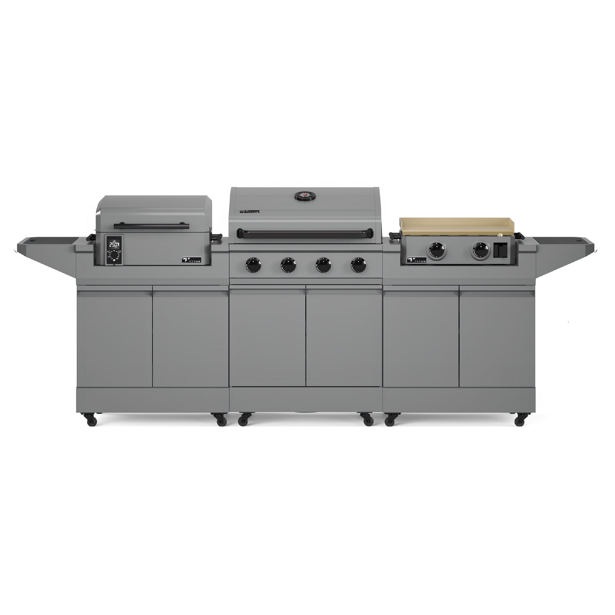 TYTUS Modular Trio with 4-Burner Gas Grill, Pellet Grill and 2-Burner Gas Griddle