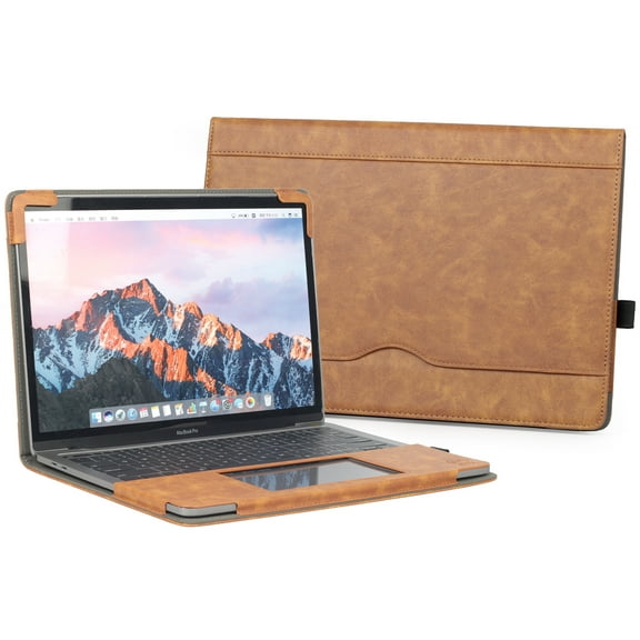 TYTX Compatible with MacBook Air Leather Case 13 Inch 2021 2020 2019 2018 (A2337 A2179 A1932) Laptop Sleeve Protective Folio Book Cover,Brown