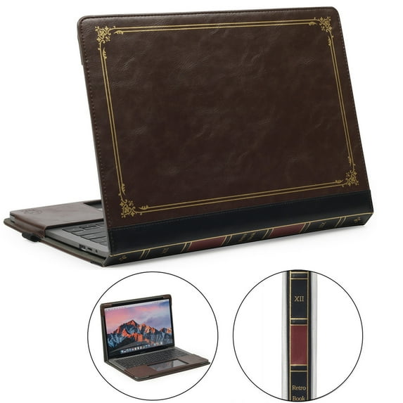 TYTX Compatible with MacBook Air Leather Case 13 Inch 2021 2020 2019 2018 (A2337 A2179 A1932) Protective Book Folio Cover,Brown