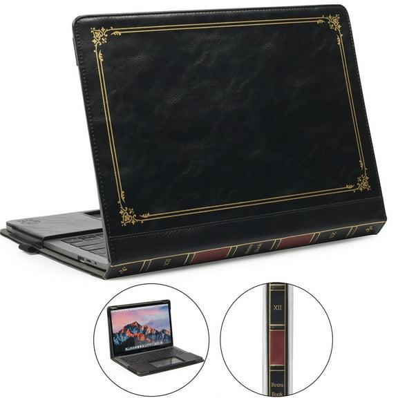 TYTX Compatible with MacBook Pro Leather Case 13 Inch 2016-2022 (A1989 A1706 A1708 A2159 A2289 A2251 A2338 M1 M2) Protective Book Folio Cover,Black