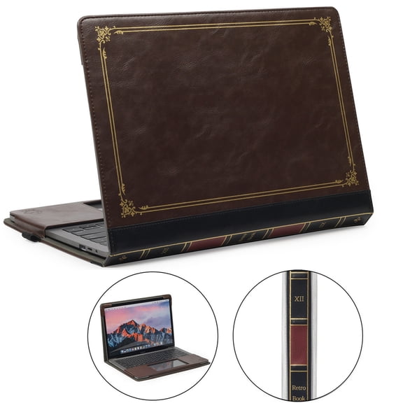 TYTX Compatible with MacBook Pro Leather Case 13 Inch 2016-2022 (A1989 A1706 A1708 A2159 A2289 A2251 A2338 M1 M2) Protective Book Folio Cover,Brown