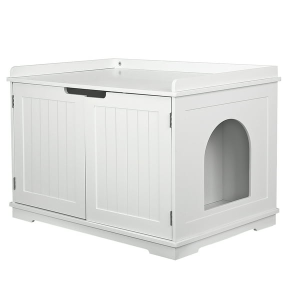 TYUIOP Cat Litter Box Enclosure Furniture, Cat Washroom, Hidden Litter Box Cover, Cabinet for Large Cat, Dog Proof Cat Litter Boxes, Hideaway Litter Box, Cat House White