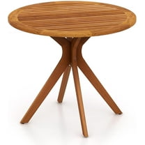 TYUIOP Eucalyptus Wood Outdoor Patio Bistro Table, Round Wooden Table w/X Base, Coffee Side Bistro Table for Garden, Backyard, Patio, Living Room (Teak). 35.5in