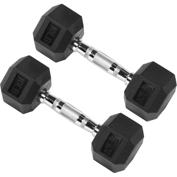 TYUIOP Hand Weights Rubber Coated Dumbbell Pair, Basics Exercise Fitness Dumbbells for Men and Women Home Gym Full Body Workout Strength Training 10 lbs Pair