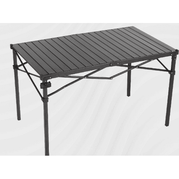 TYUIOP Heavy-Duty Roll-Top Table for Camping - Portable Aluminum-Top Folding Table with Steel Frame by Caddis Sports Black