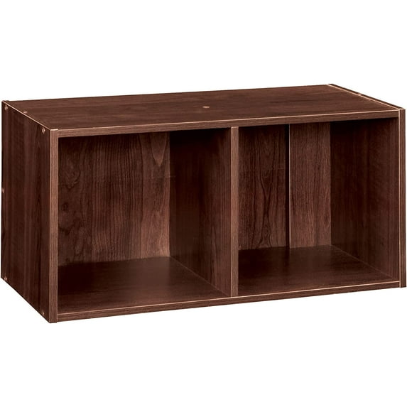 TYUIOP Laminated Wood Reversible Stackable Open Bookcase Display Shelf Storage Organizer for Home and Office Organization 2-Cube Dark Cherry