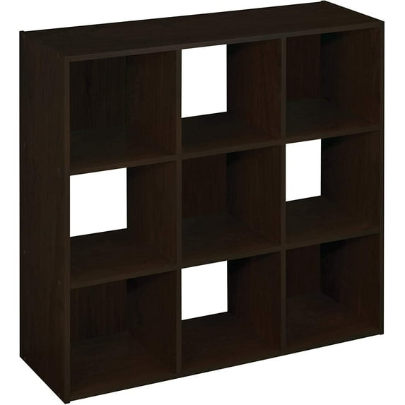 TYUIOP Laminated Wood Reversible Stackable Open Bookcase Display Shelf Storage Organizer for Home and Office Organization 9-Cube Espresso