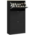 thumbnail image 1 of TYUIOP Narrow Shoe Storage Cabinet for Entryway with 3 Flip Drawers and Adjustable Shelves, Shoe Rack Organizer for 18 Pairs of Shoes. Black, 1 of 9