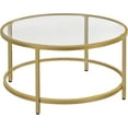thumbnail image 1 of TYUIOP  Round Glass Coffee Table, Small Coffee Table for Living Room，Circle Coffee Tables Center Tables with Glass Top, Office & Apartment. Gold, 36 in, 1 of 10