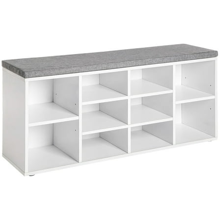 TYUIOP Shoe Bench Storage Bench 10 Compartments Shoe Organizer with 3-Tier Shoe Rack. White