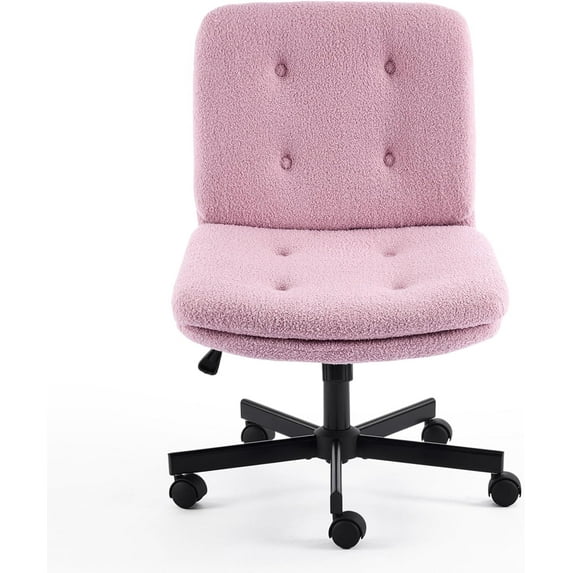 TYUIOP Swivel Armless Criss Cross Chair with Dual-Use Wheels,Adjustable Height Cross-Legged Office Desk Chair, Vanity Chair, Rolling Computer Chair for Home,Teddy Fleece Purple