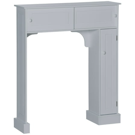 TYUIOP Over The Toilet Cabinet with 2 Sliding Doors, Freestanding Bathroom Storage Organizer with 4 Cubbies, Space Saver Toilet Rack with Adjustable Shelves. Gray