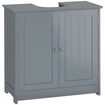 TYUIOP Under Sink Bathroom Cabinet, Pedestal Sink Storage Cabinet with 2 Doors, Shelf and U-Shape, White. Grey