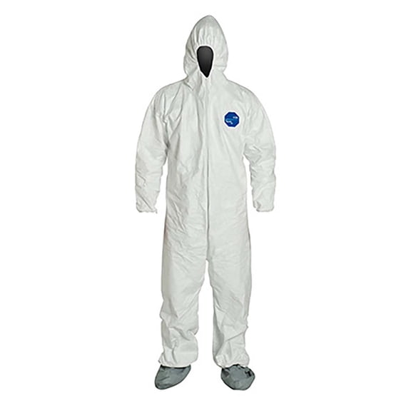 TYVEK 400, COVERALL, ZIPPER FRONT, HOOD, BOOTS, ELASTIC WRIST, STORMFLAP