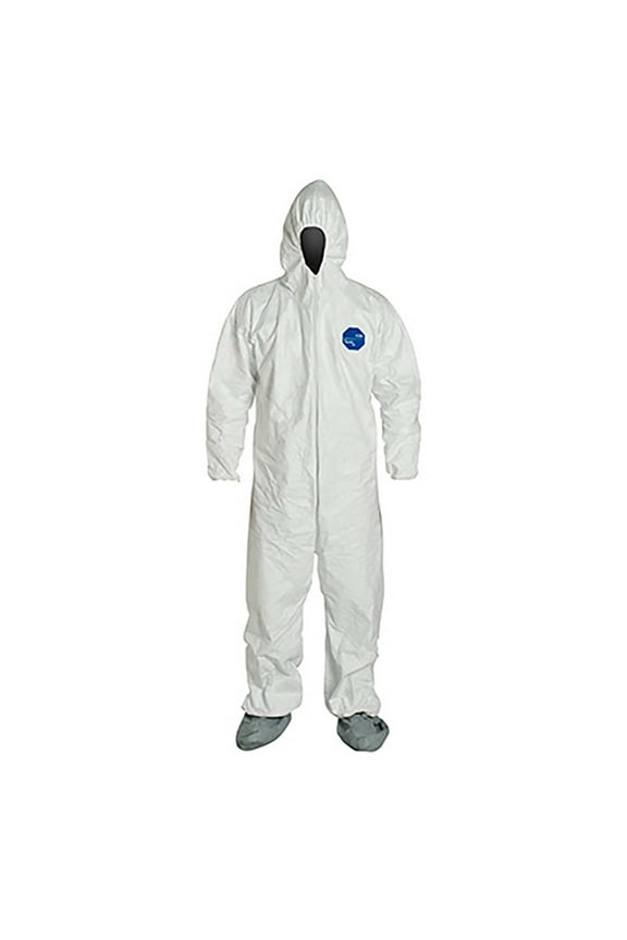 TYVEK 400, COVERALL, ZIPPER FRONT, HOOD, BOOTS, ELASTIC WRIST, STORMFLAP