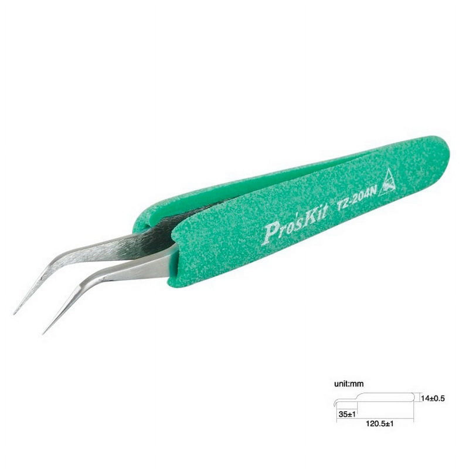 TZ-204N - TWEEZER METAL 4.7 INCH BENT CUSHIONED HANDLE