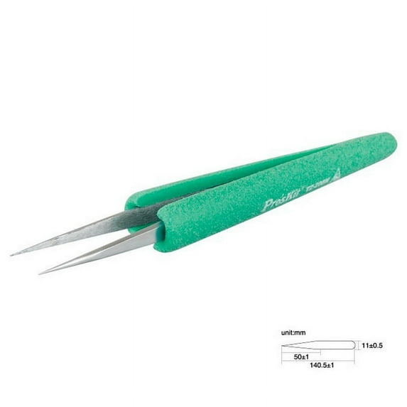 TZ-205N - TWEEZER METAL 5.5IN STRAIGHT CUSHIONED HANDLE