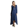 thumbnail image 1 of TZ Apparel Women's Casual Asymmetrical Oversized Handkerchief Hem 3/4 Sleeve Jersey Maxi Dress, 1 of 2