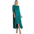thumbnail image 1 of TZ Apparel Women's Casual Asymmetrical Oversized Handkerchief Hem 3/4 Sleeve Jersey Maxi Dress, 1 of 2