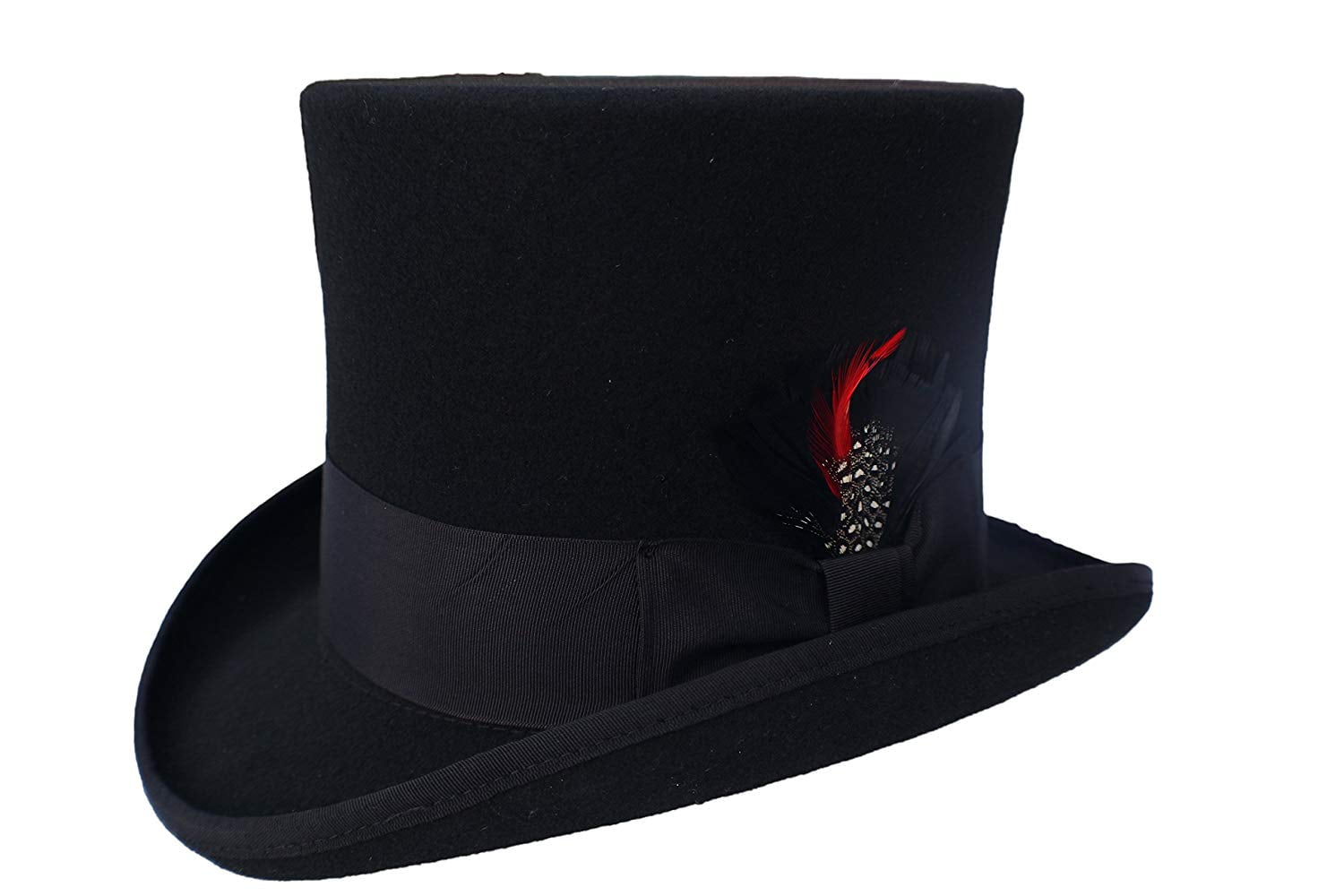 TZ Elegant Men's Prom Top Hat 100% Wool Authentic Tuxedo Hat, Black