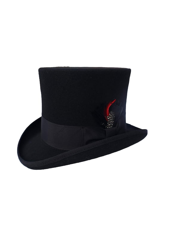 Elegant Men's Prom Top Hat 100% Wool Authentic Tuxedo Hat, Black