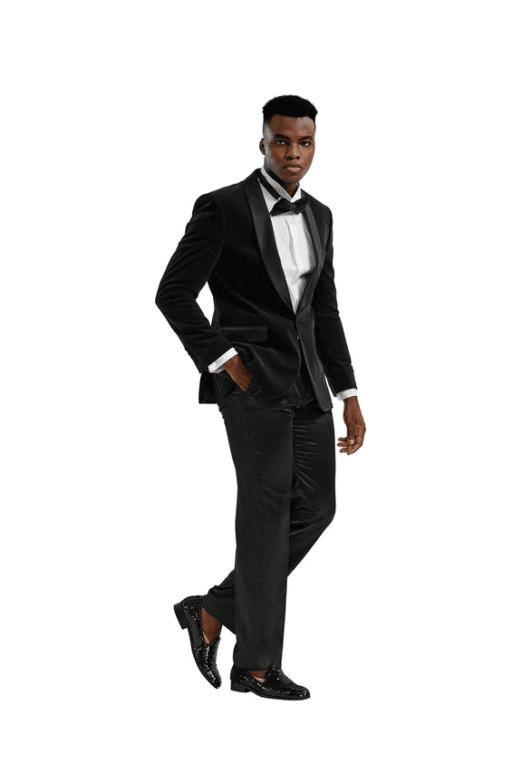 Men's Premium Suit & Tuxedo Prom Blazer Jacket, Black 2XL